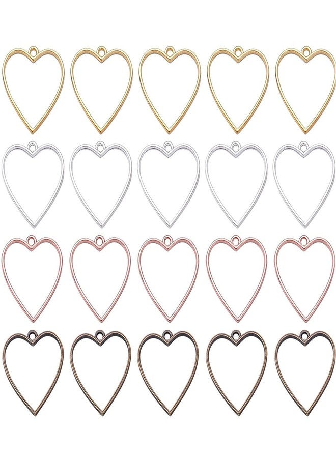 Excellentcrafts Heart Open Bezel Pendants Charms Resin Molds for Jewelry Findings DIY Pressed Flower Frame Mixed Color 20pcs - Image 1